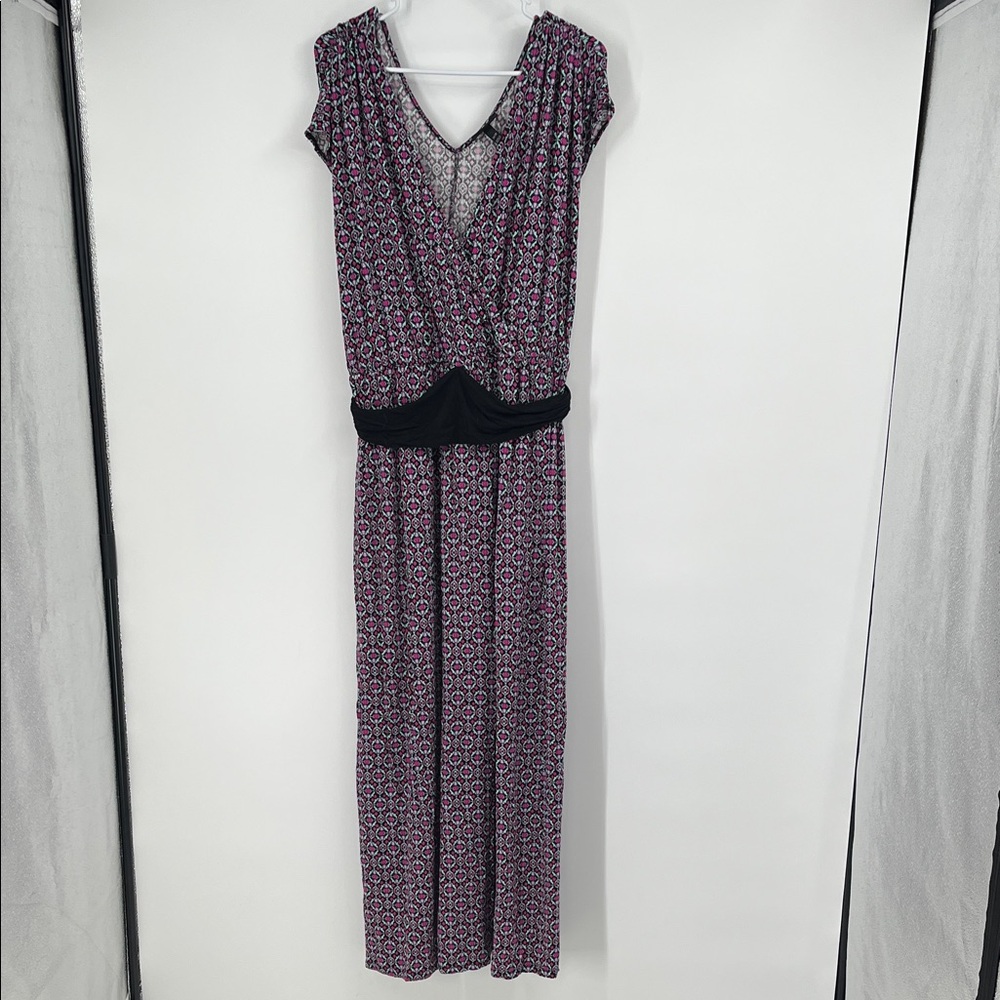 Lane Bryant Black and Pink Abstract Print Maxi Dress 26/28